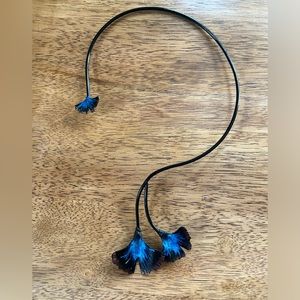 Solid silver under enamel handmade artisan ginkgo collar necklace